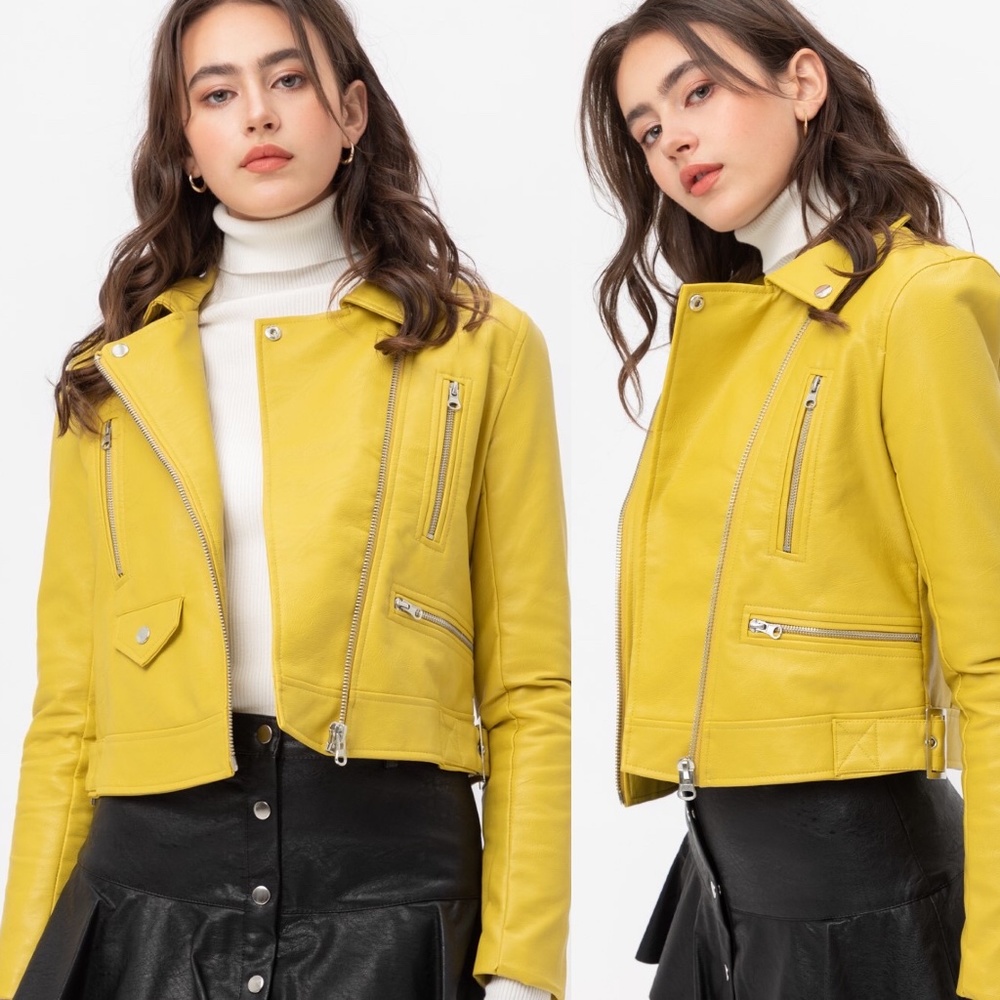 Rain On Me Lime Vegan Leather Jacket